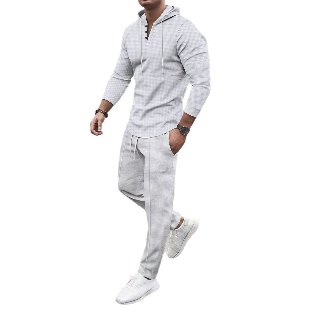 Herren Sportliches Zweiteiler Set mit atmungsaktivem Kapuzenoberteil und schlanker Jogginghose Aliams