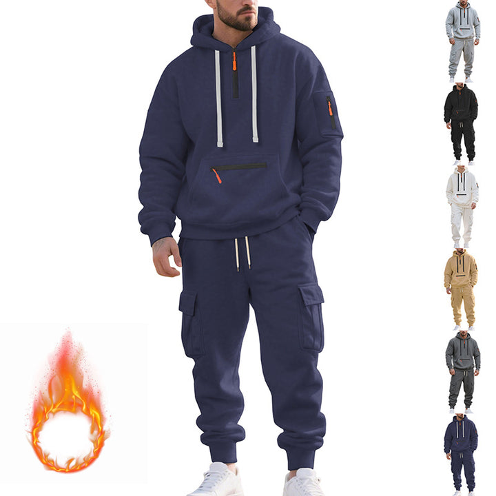 Herren Sportliches Cargo-Set mit Kapuzenpullover und praktischen Taschen Aliams