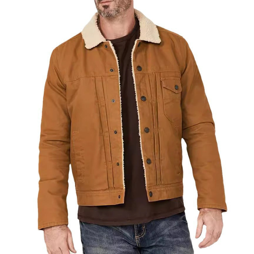 Herren Winterjacke aus strapazierfähigem Baumwollmaterial mit Teddyfutter und praktischen Taschen Aliams