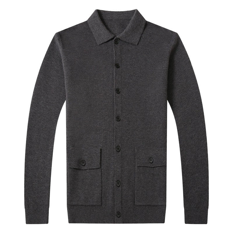 Herren Strukturierte Strickjacke mit Knopfverschluss und praktischen Taschen Aliams