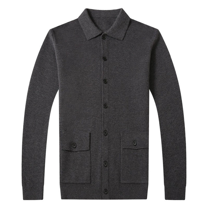 Herren Strukturierte Strickjacke mit Knopfverschluss und praktischen Taschen Aliams