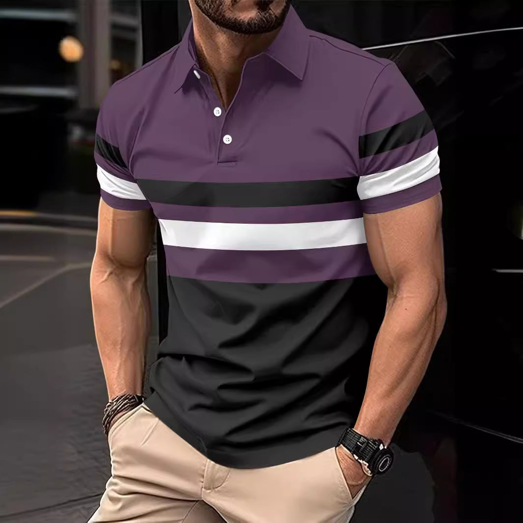 Herren Trendy Gestreiftes Aktiv Polo-Shirt Aliams