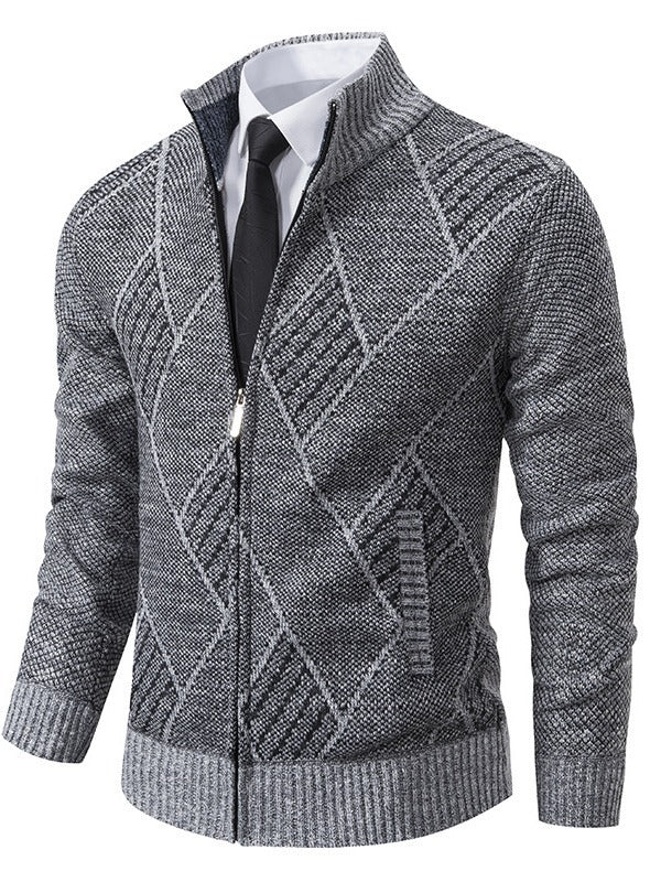 Herren Strickjacke mit modernem Zopfdesign und praktischem Reißverschluss Aliams