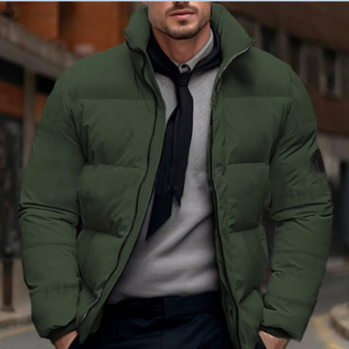 Herren gesteppte Winterjacke mit hohem Kragen und individuell anpassbarem Verschluss Aliams