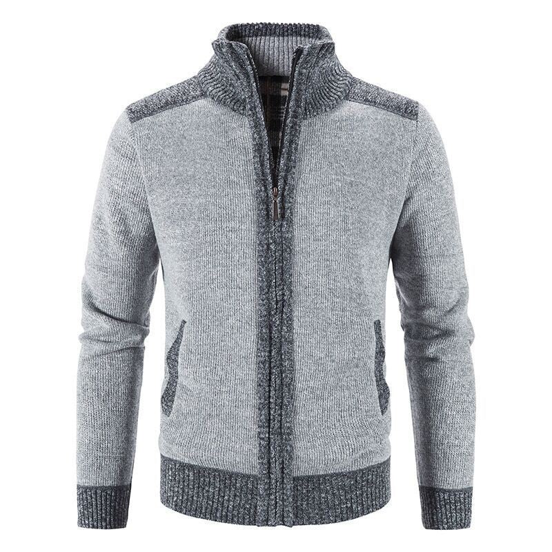 Herren Strickjacke mit modischem Zipper und hochgeschlossenem Kragen Aliams