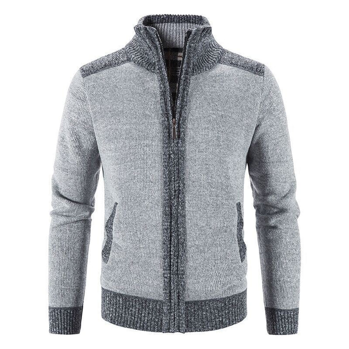 Herren Strickjacke mit modischem Zipper und hochgeschlossenem Kragen Aliams