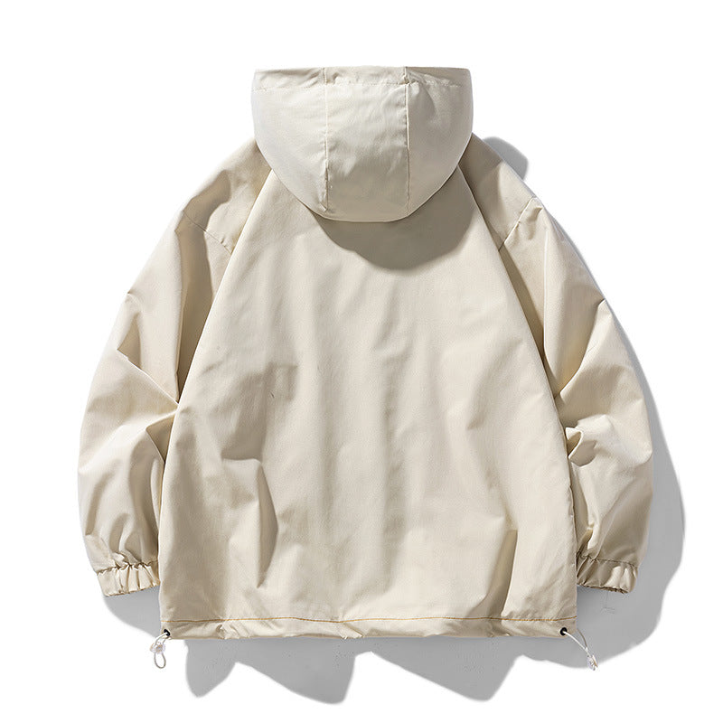 Herren winddichte praktische Outdoor-Jacke mit verstellbarer Kapuze und großen Taschen Aliams