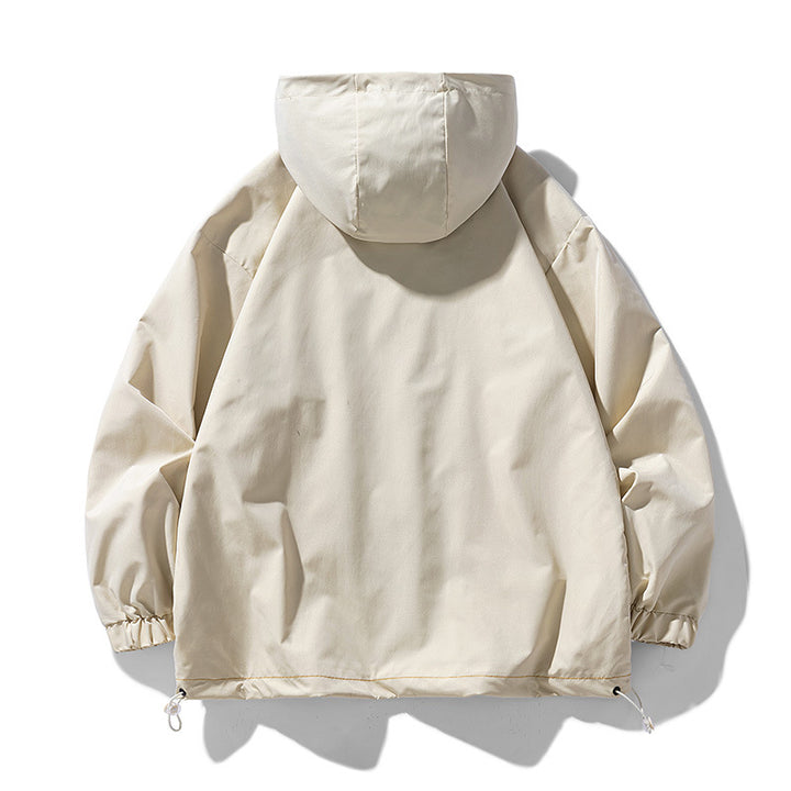 Herren winddichte praktische Outdoor-Jacke mit verstellbarer Kapuze und großen Taschen Aliams