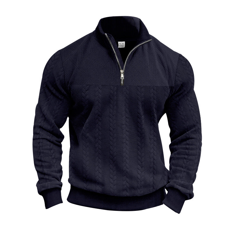 Herren stylischer Strickpullover mit hohem Kragen und modischem Zipper Aliams