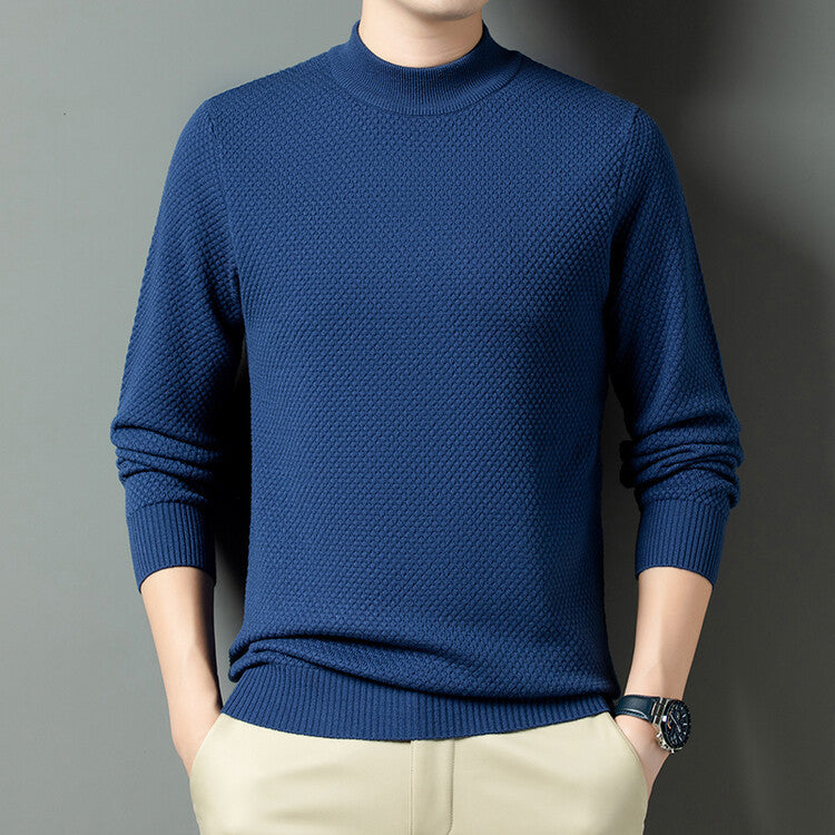 Herren Strukturierter Rollkragenpullover aus hochwertiger Baumwolle Aliams