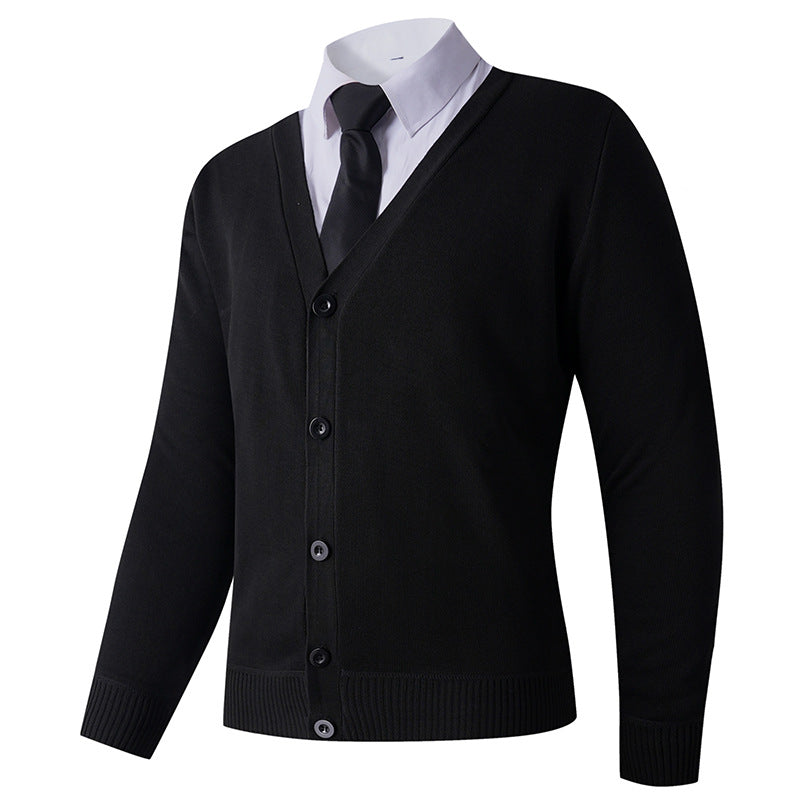 Herren Strickjacke mit V-Ausschnitt und Knopfverschluss Aliams