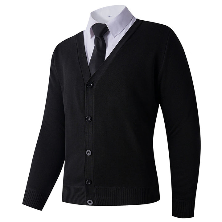 Herren Strickjacke mit V-Ausschnitt und Knopfverschluss Aliams