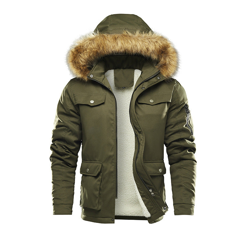 Herren isolierte Winterjacke mit abnehmbarer Kapuze und Futter Aliams
