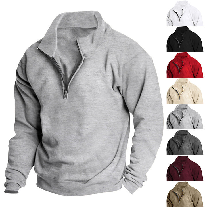 Herren Stehkragen Sweatshirt mit halbem Reißverschluss Aliams
