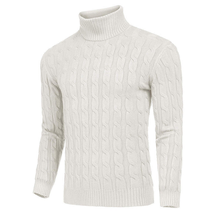 Herren Strickpullover mit hohem Kragen und Zopfmuster Aliams
