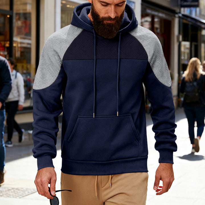 Herren sportlicher Kapuzenpullover mit strukturierten Ärmelpanels Aliams