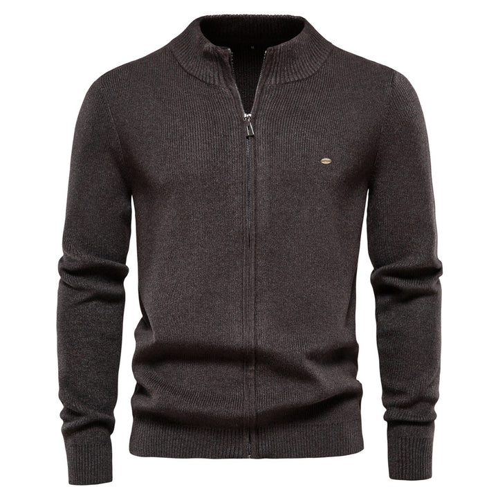 Herren Strickjacke mit modischem Stehkragen und Reißverschluss Aliams