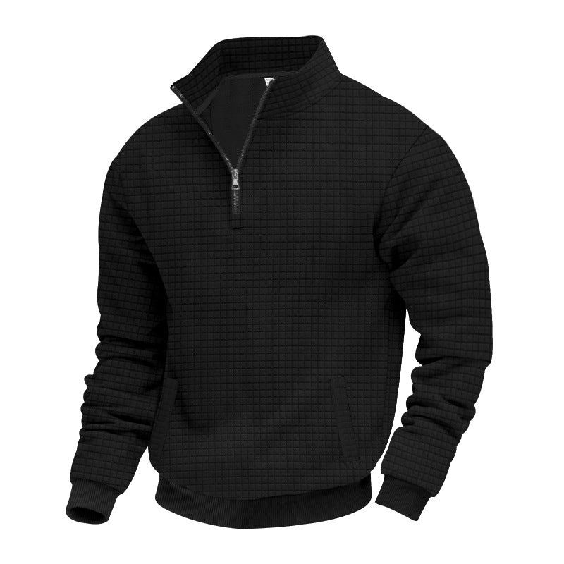 Herren Strukturierter Sweatpullover mit halbem Reißverschluss Aliams