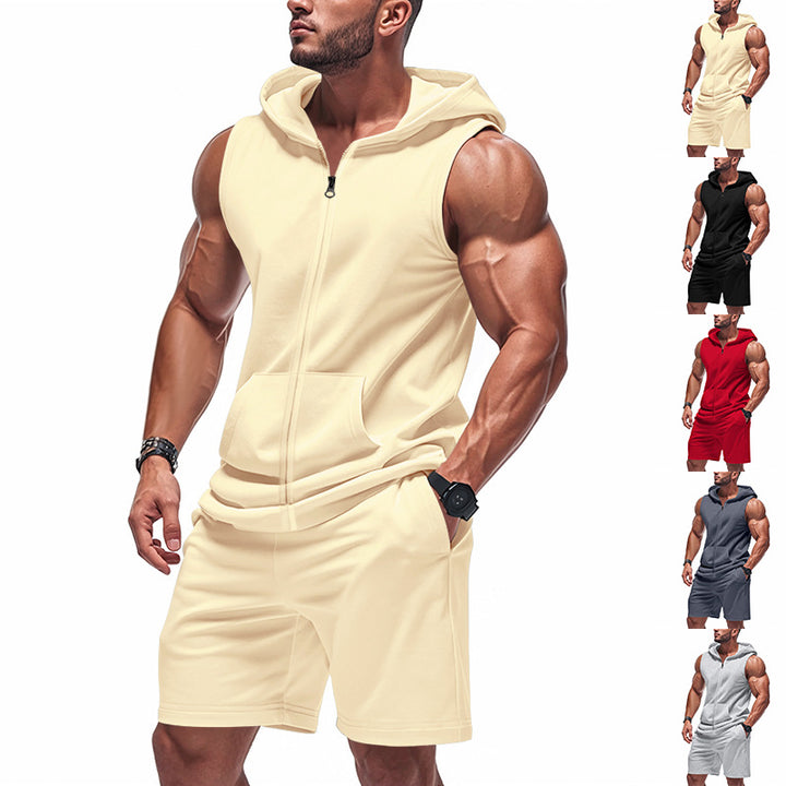 Herren Sportlicher Hoodie und Shorts Set Aliams