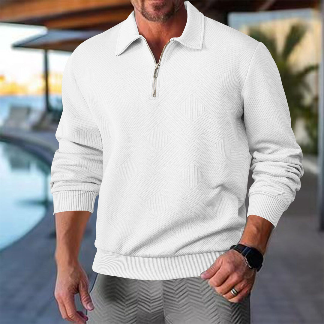 Herren Sportlicher Pullover mit halbem Reißverschluss und strukturiertem Design Aliams