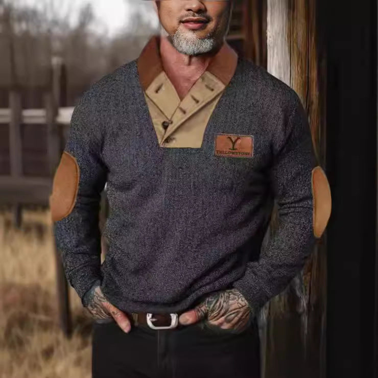 Herren vielseitiger Baumwollpullover mit strukturiertem Kragen Aliams