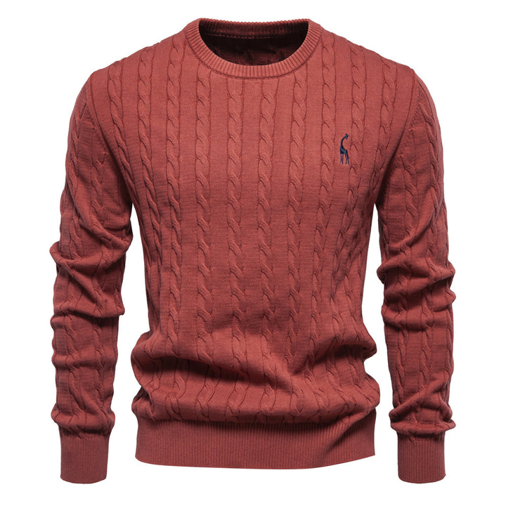 Herren Strickpullover mit Zopfmuster und Rundhalsausschnitt Aliams