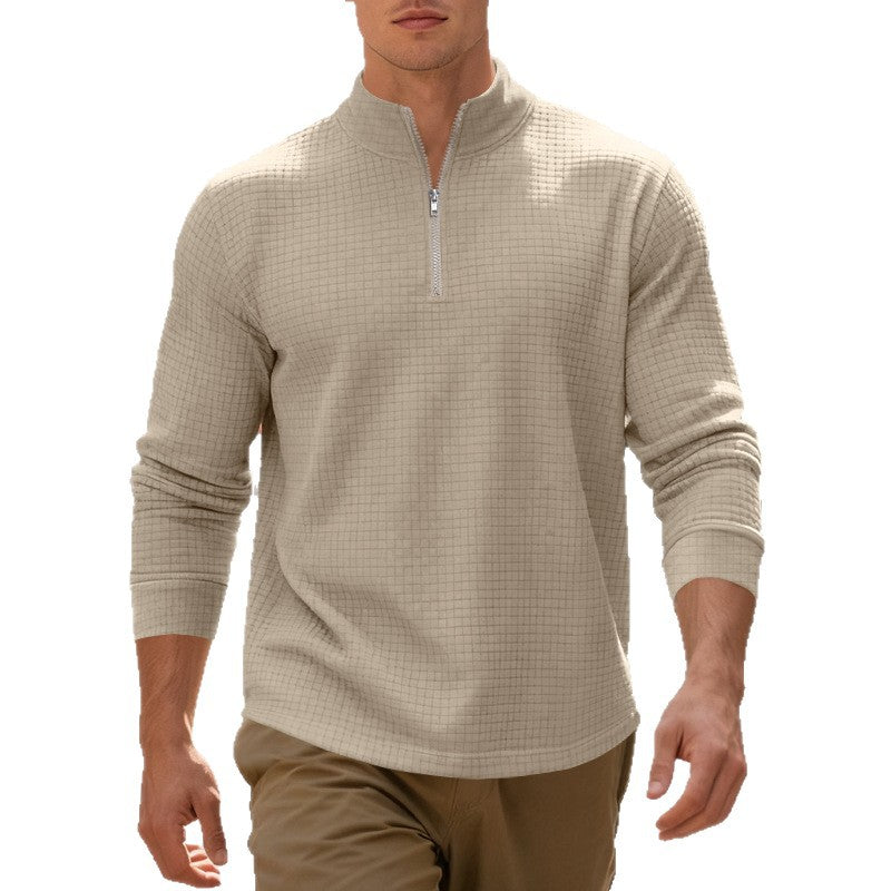 Herren sportlicher Pullover im strukturierten Design mit hallem Reißverschluss Aliams