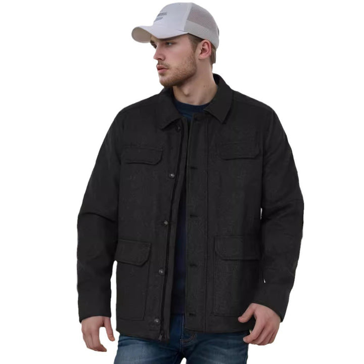 Herren Wolljacke mit funktionalen Taschen und modernem Schnitt Aliams