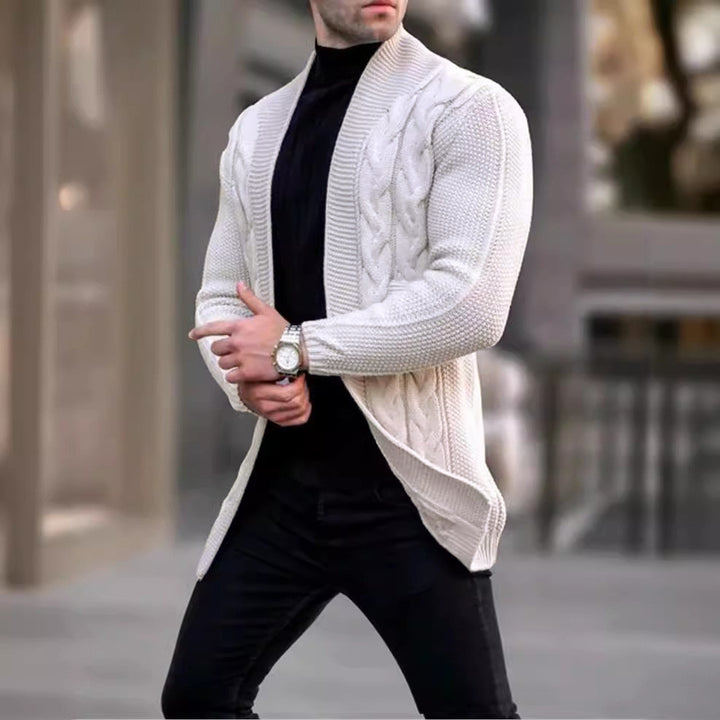 Herren Strickjacke mit Zopfmuster und langen Ärmeln Aliams