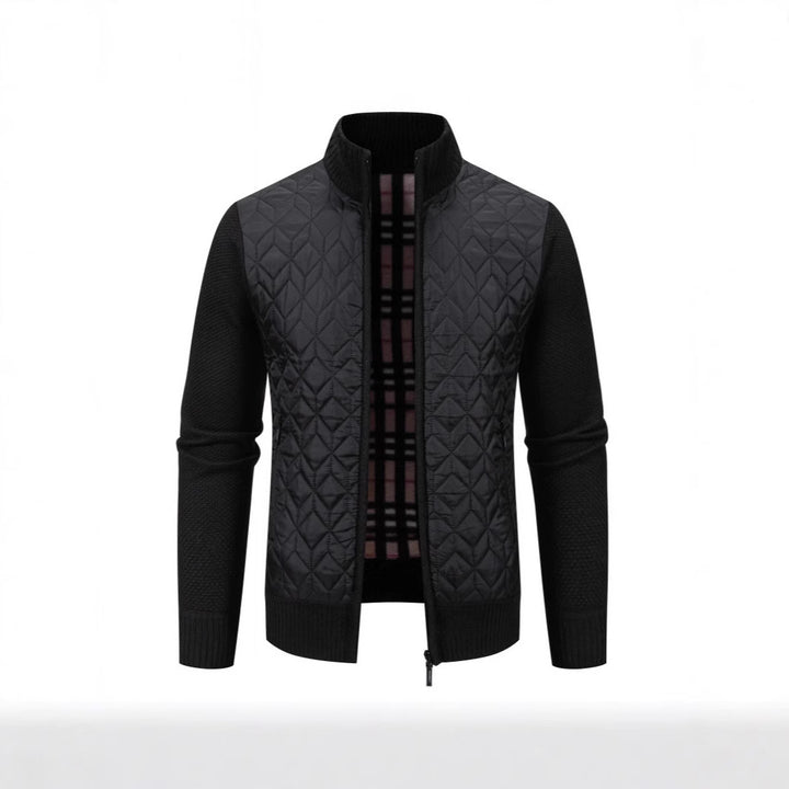 Herren Steppjacke mit hohem Kragen und eleganter Strickästhetik Aliams