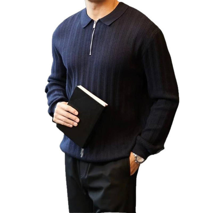 Herren Strickpullover mit Kragen und praktischem Reißverschluss Aliams