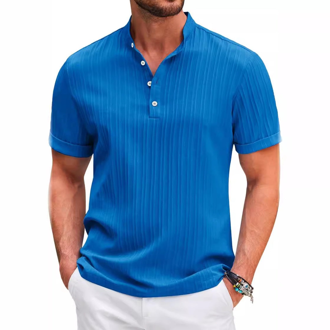 Herren Struktur Kurzarm Henley-Shirt Aliams