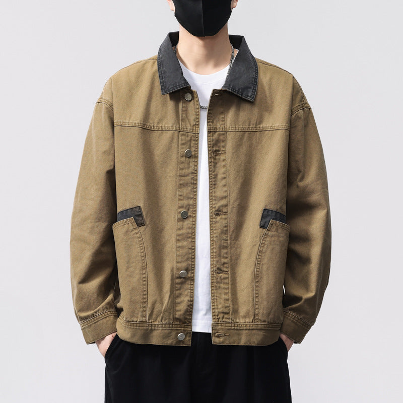 Herren Übergangsjacke aus robustem Denim mit Kontrastkragen und praktischen Taschen Aliams