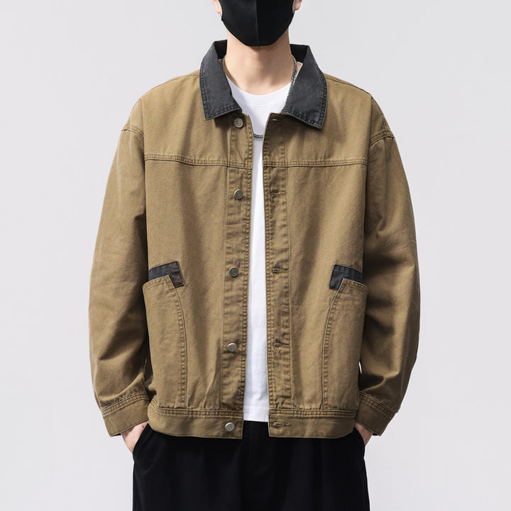 Herren Übergangsjacke aus robustem Denim mit Kontrastkragen und praktischen Taschen Aliams