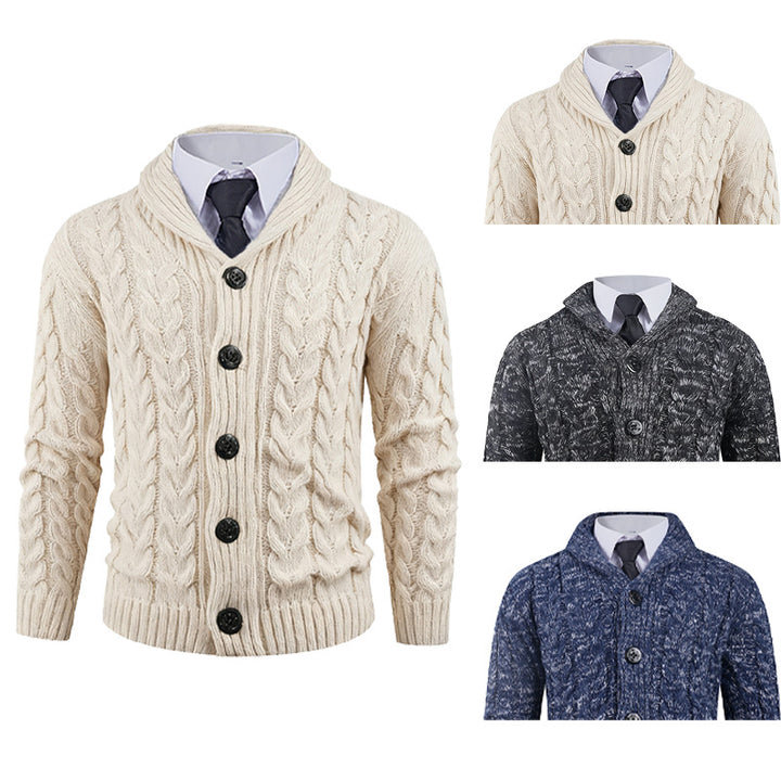 Herren Strickjacke mit Zopfmuster und schickem Schalkragen Aliams