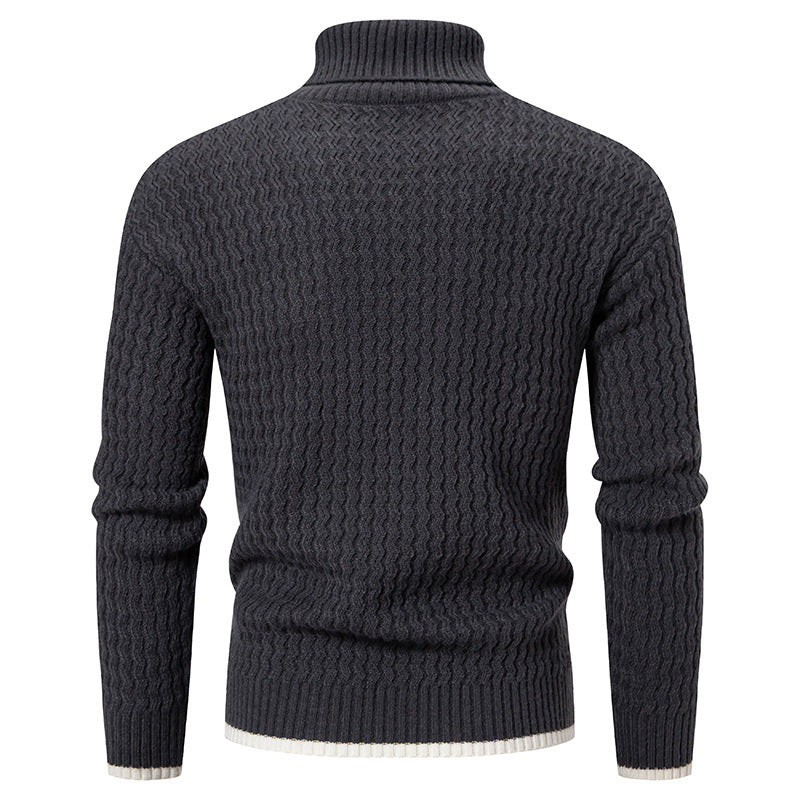 Herren Strickpullover mit hohem Kragen und strukturiertem Zopfmuster Aliams
