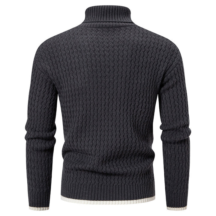 Herren Strickpullover mit hohem Kragen und strukturiertem Zopfmuster Aliams