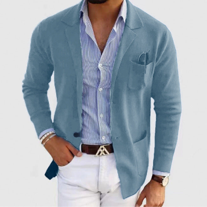 Herren sportlicher Strickblazer mit feiner Struktur und praktischen Taschen Aliams