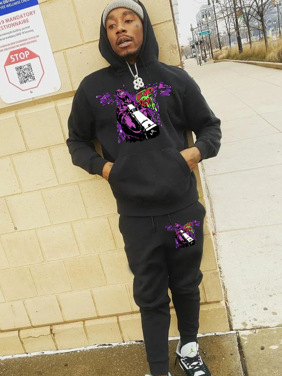 Herren Urbaner Kapuzenpullover mit grafischem Design und Jogginghose Aliams