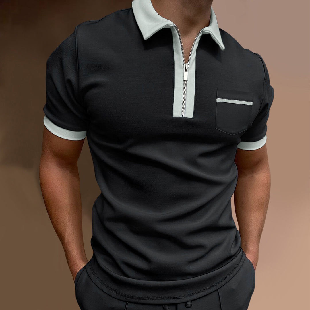 Herren Zip-Front Stilvolles Poloshirt Aliams