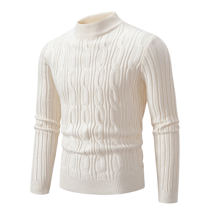 Herren Strickpullover mit magnetischem Zopfmuster und hohem Kragen Aliams