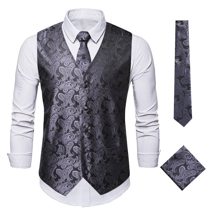 Herren Elegante Weste mit Paisleymuster und passendem Krawatten-Set Aliams