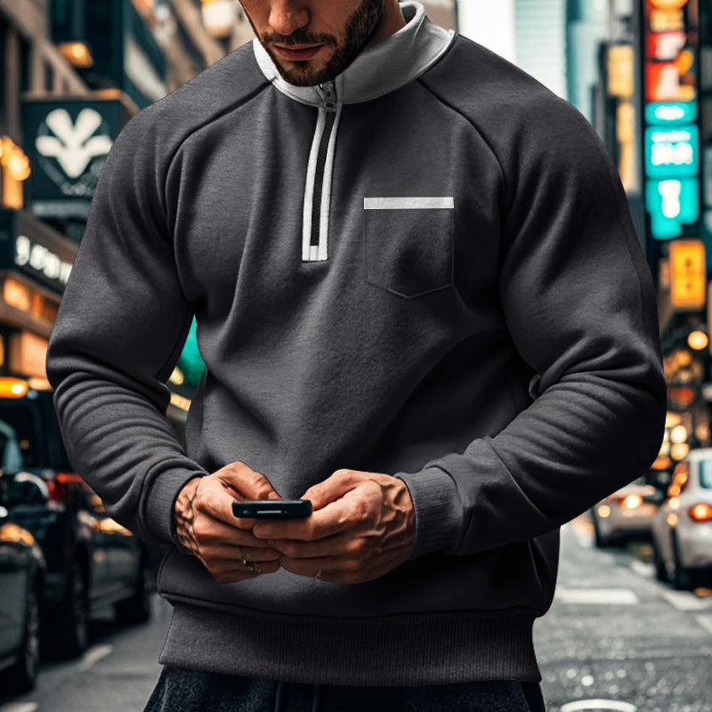 Herren Sweatshirt mit Stehkragen und Reißverschluss Aliams