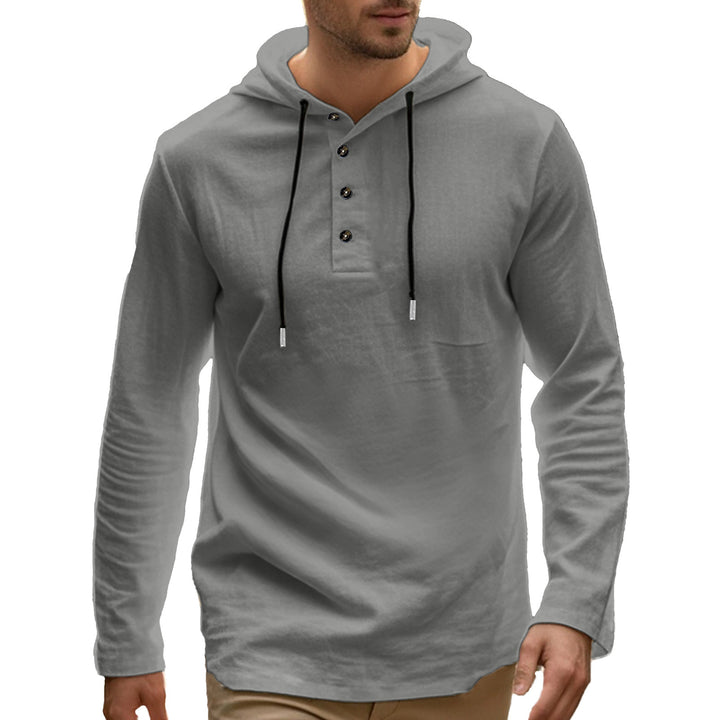 Herren Sportlicher Kapuzenpullover mit Knopfleiste Aliams