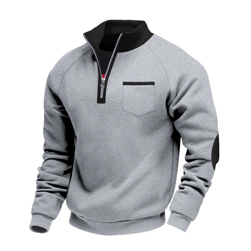Herren Sweatshirt mit Stehkragen und praktischen Taschen Aliams