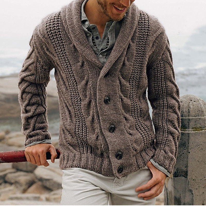 Herren Strickjacke mit modischem Zopfmuster und praktischen Taschen Aliams