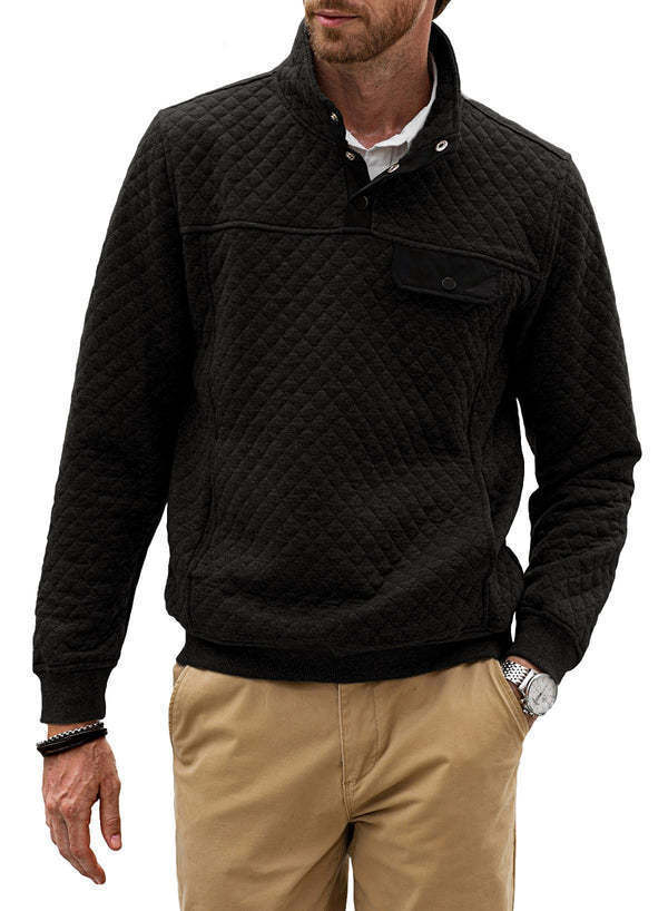 Herren Stepp-Pullover mit modernem Kragen und Brusttasche Aliams