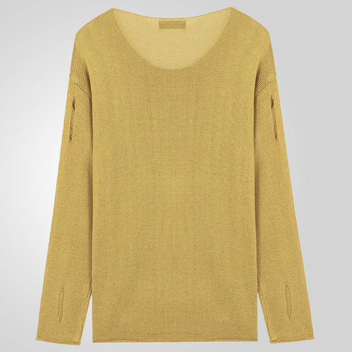 Herren Stylischer Rundhals Pullover mit ausgefransten Details Aliams