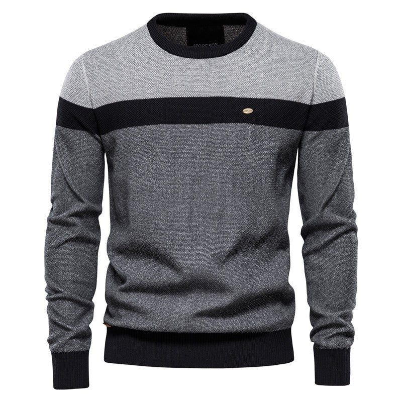 Herren Strickpullover mit modernem Farbblockdesign und feiner Struktur Aliams
