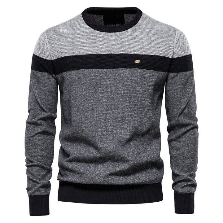 Herren Strickpullover mit modernem Farbblockdesign und feiner Struktur Aliams
